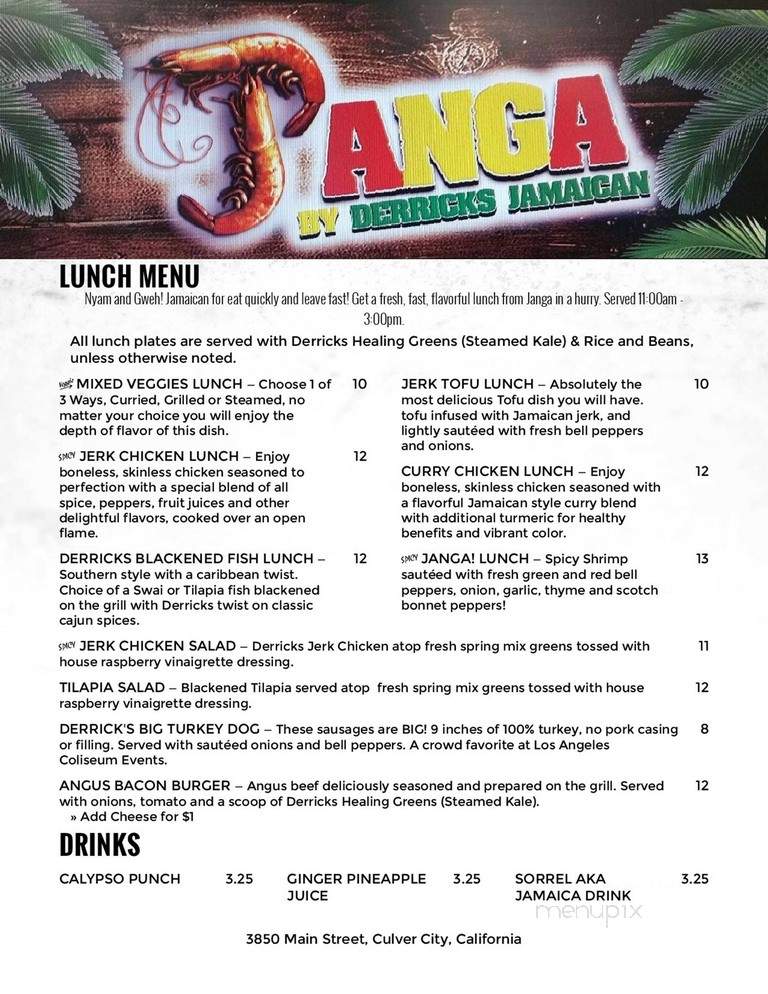 Janga by Derrick's Jamaican Cuisine - Culver City, CA menu_pic