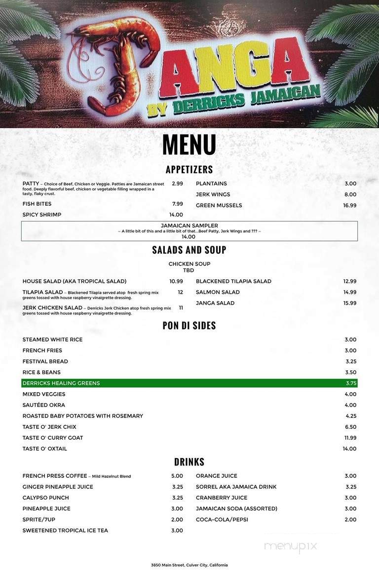 Janga by Derrick's Jamaican Cuisine - Culver City, CA menu_pic