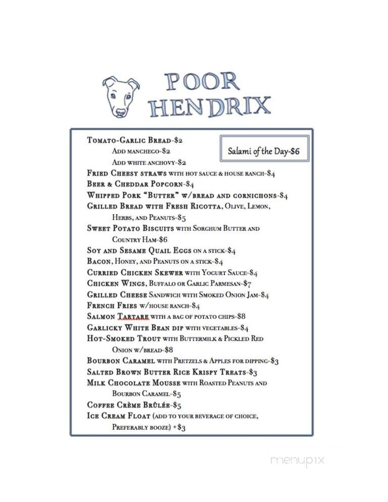 Poor Hendrix - Atlanta, GA menu_pic