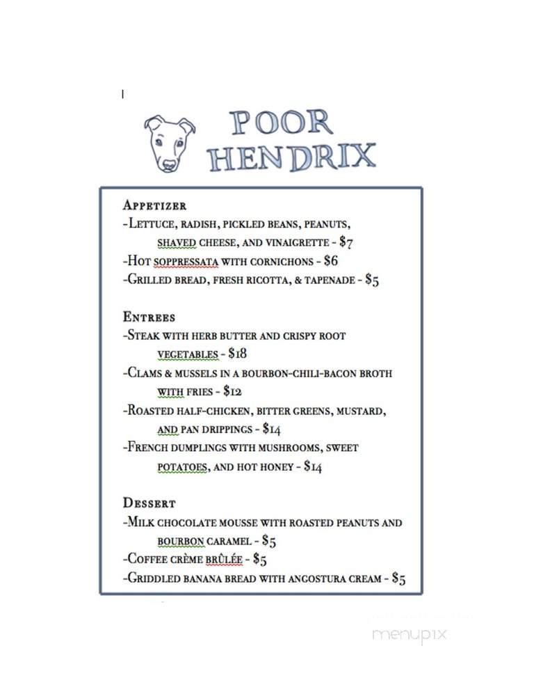 Poor Hendrix - Atlanta, GA menu_pic
