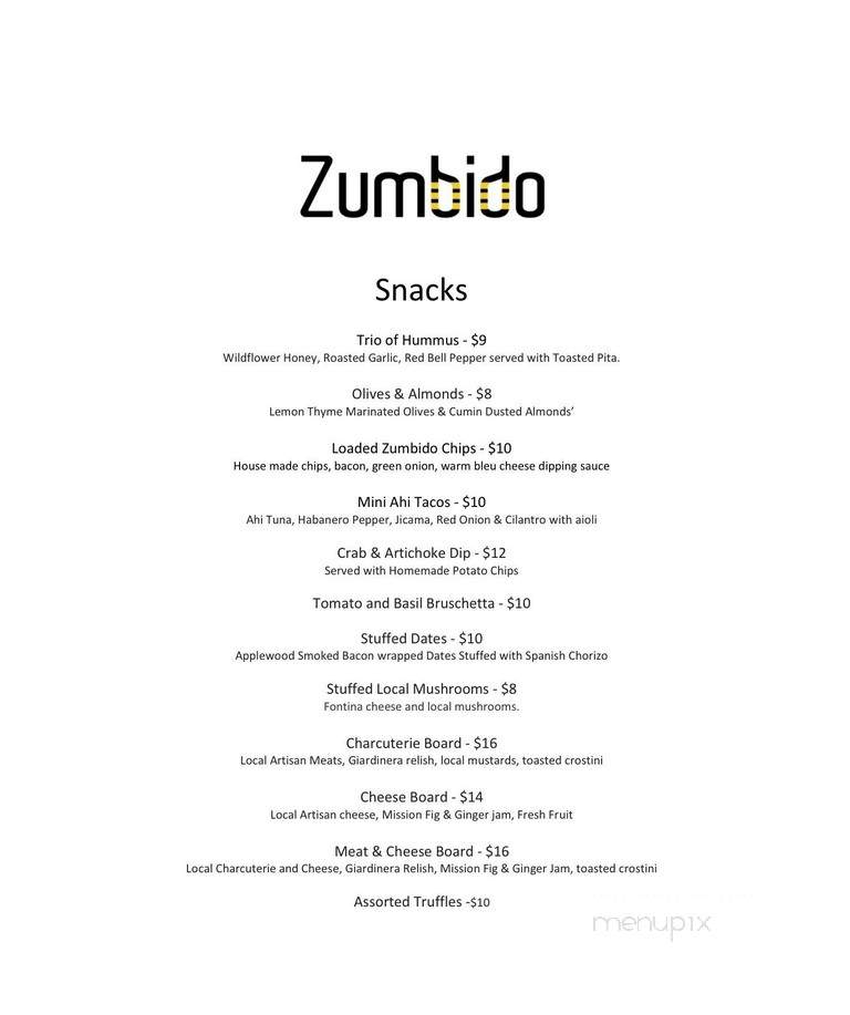 Zumbido - San Diego, CA menu_pic