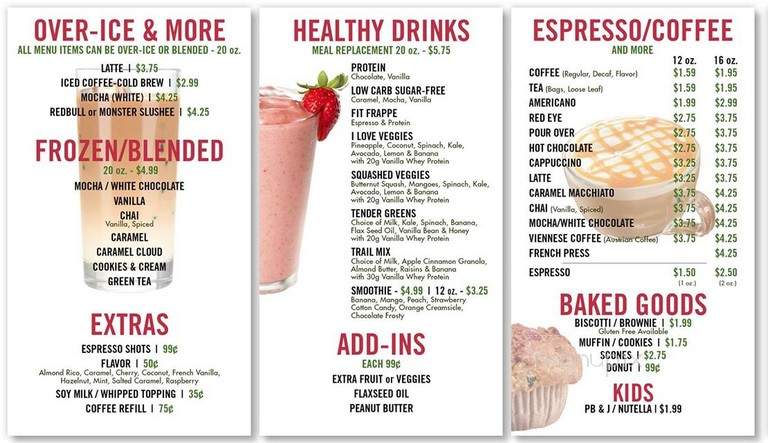 Serenity Coffee House - Vienna, WV menu_pic