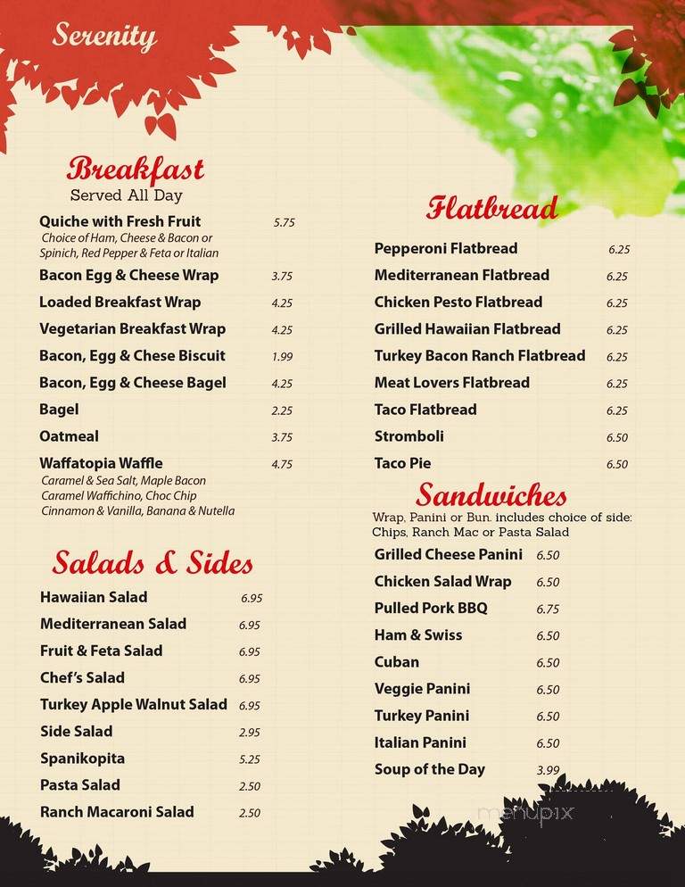 Serenity Coffee House - Vienna, WV menu_pic