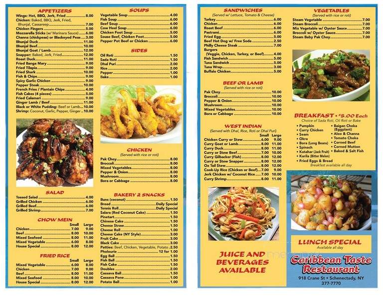 Caribbean Taste - Schenectady, NY menu_pic