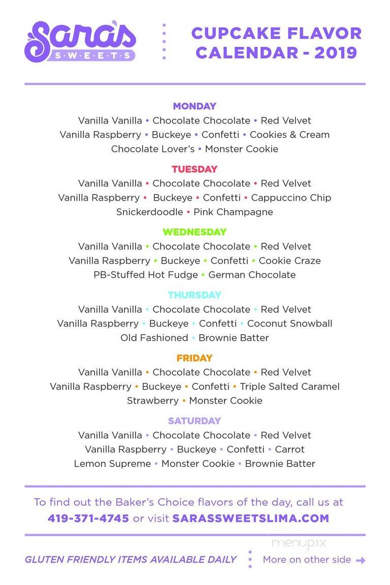 Sweet Sara's - Abilene, TX menu_pic