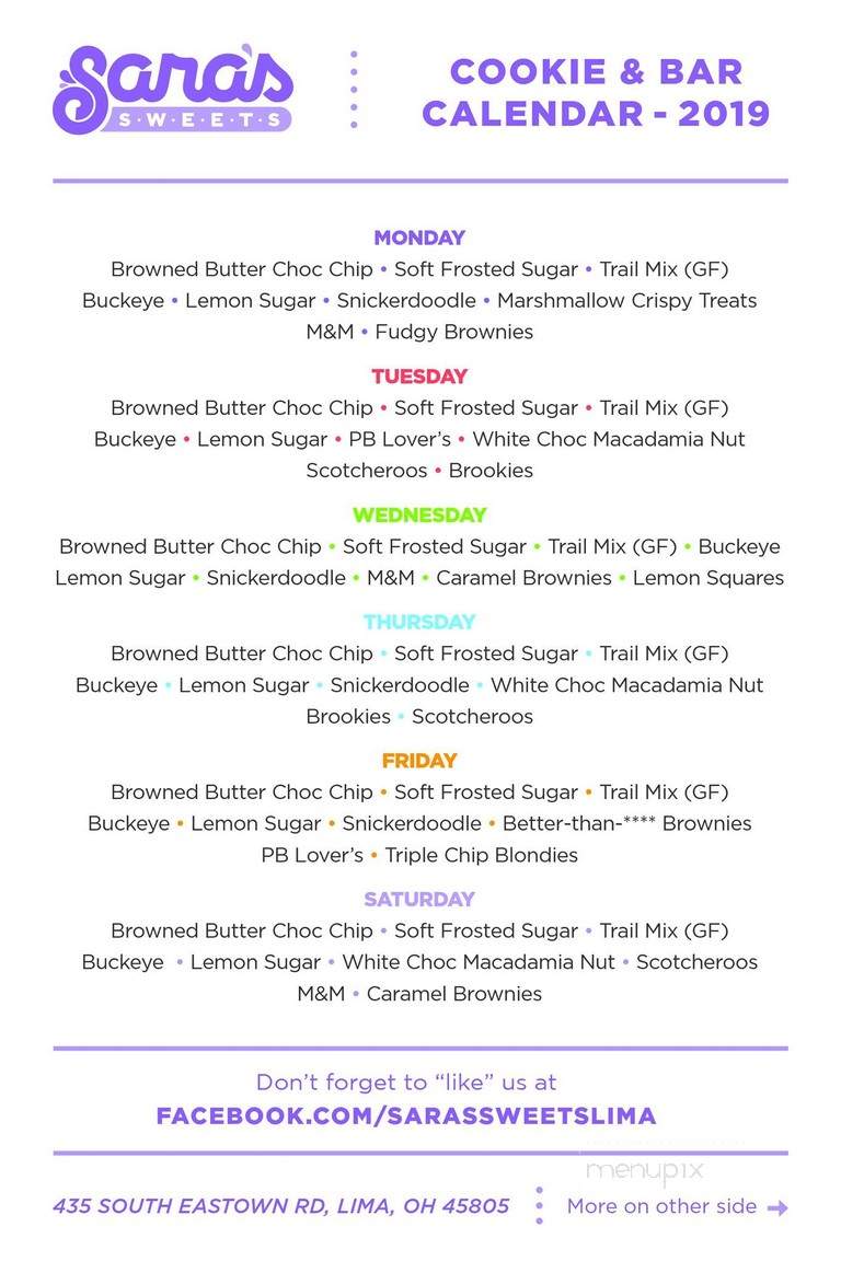 Sweet Sara's - Abilene, TX menu_pic