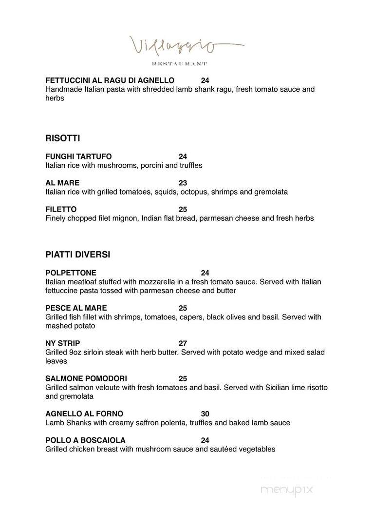 Villaggio Restaurant - Kissimmee, FL menu_pic