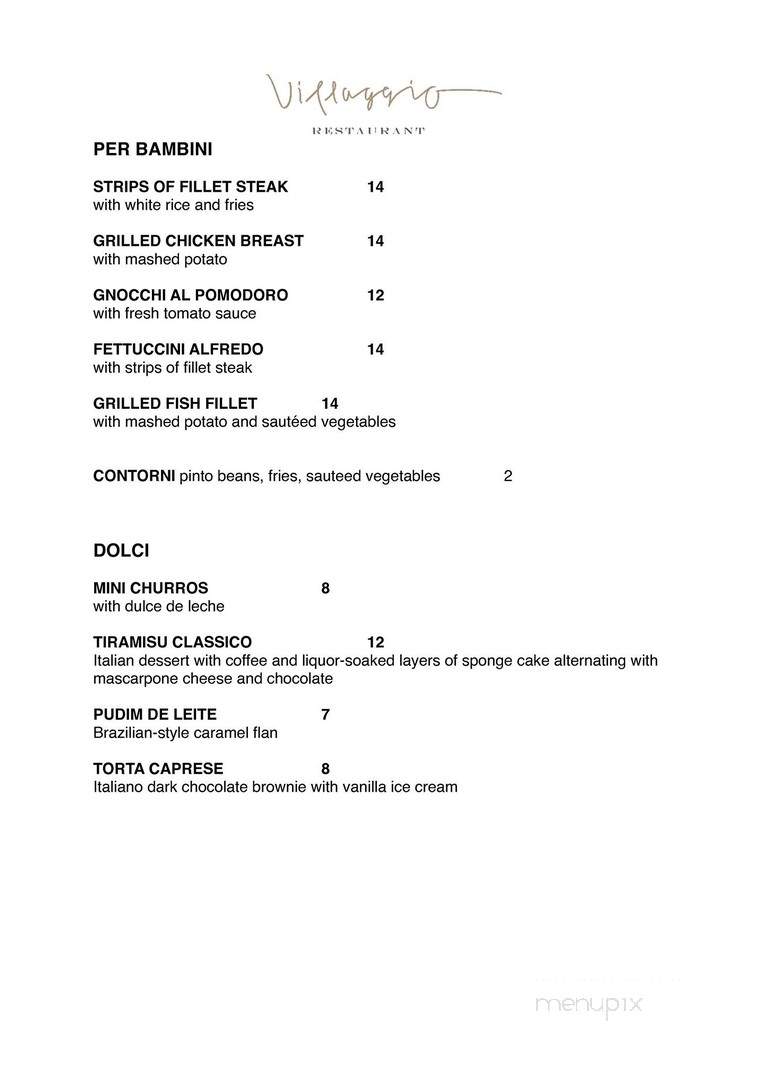 Villaggio Restaurant - Kissimmee, FL menu_pic