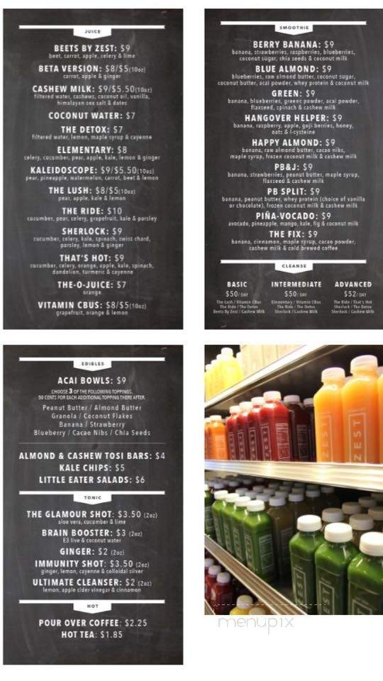 Zest Juice - Columbus, OH menu_pic