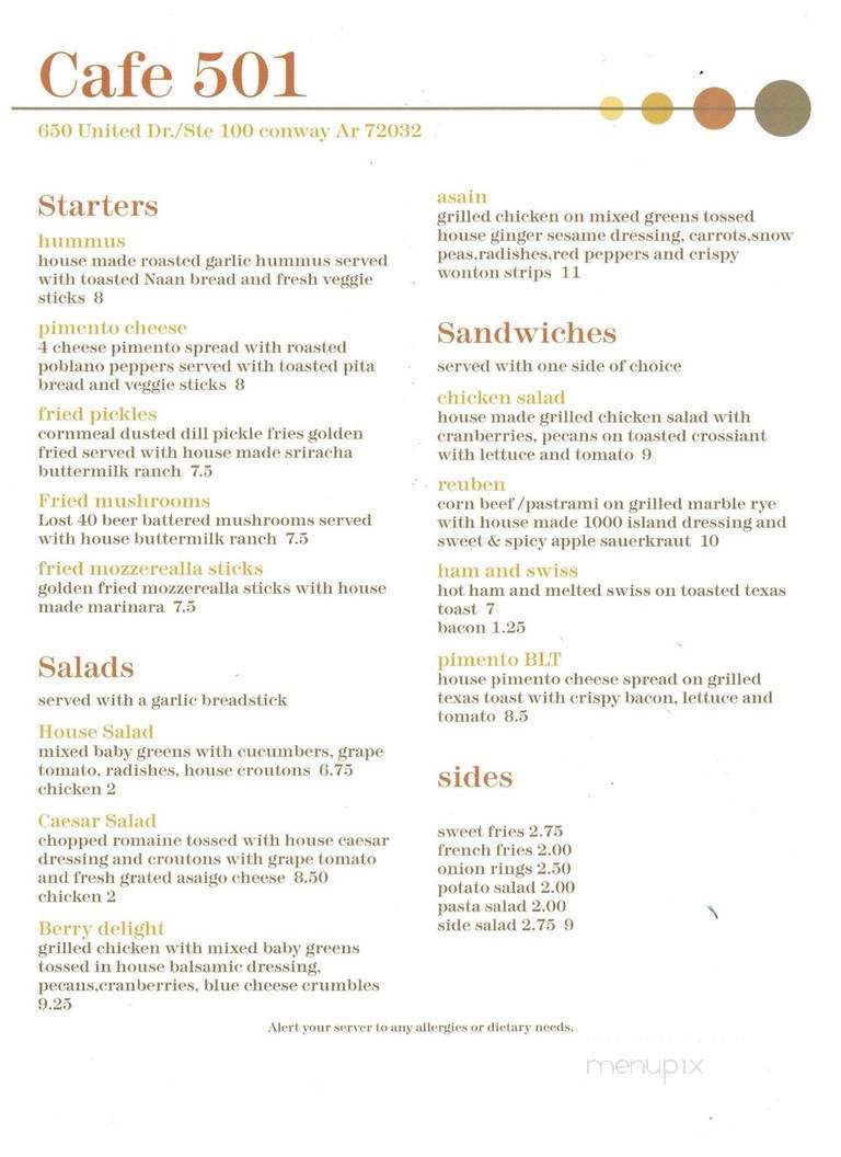 Cafe 501 Conway - Conway, AR menu_pic