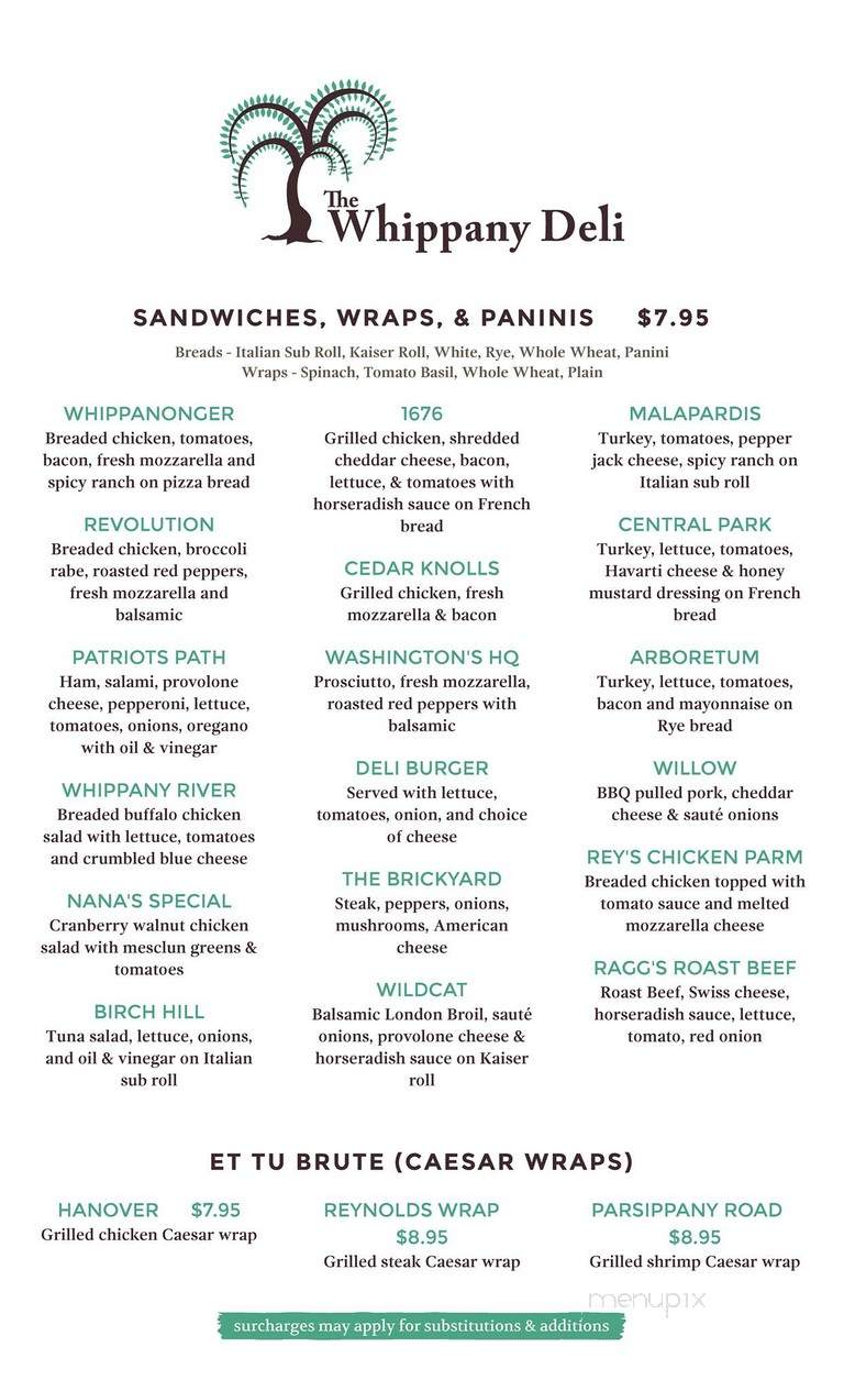 Whippany Deli - Hanover, NJ menu_pic