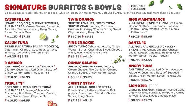 Soho Sushi Bowlrrito - Las Vegas, NV menu_pic
