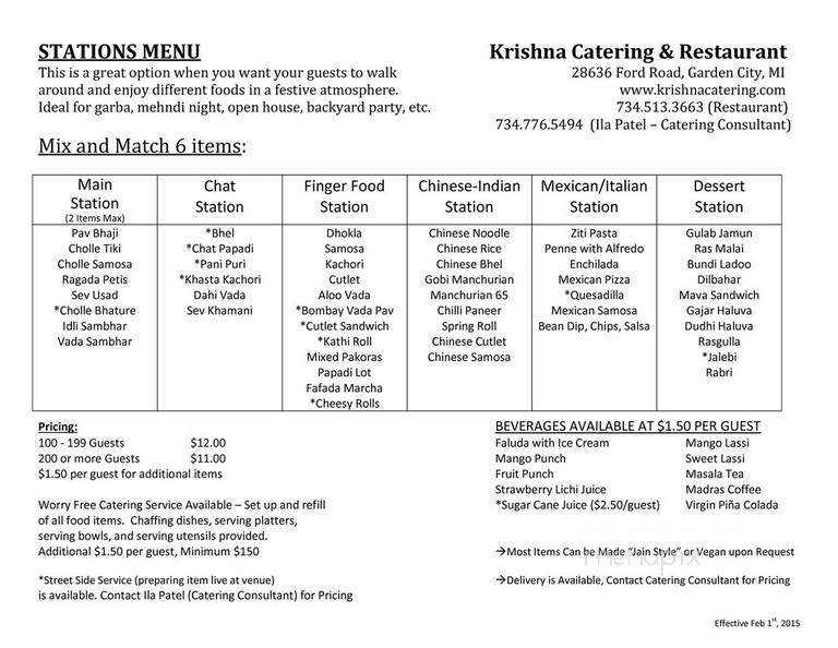 Krishna Catering & Restaurant - Farmington Hills, MI