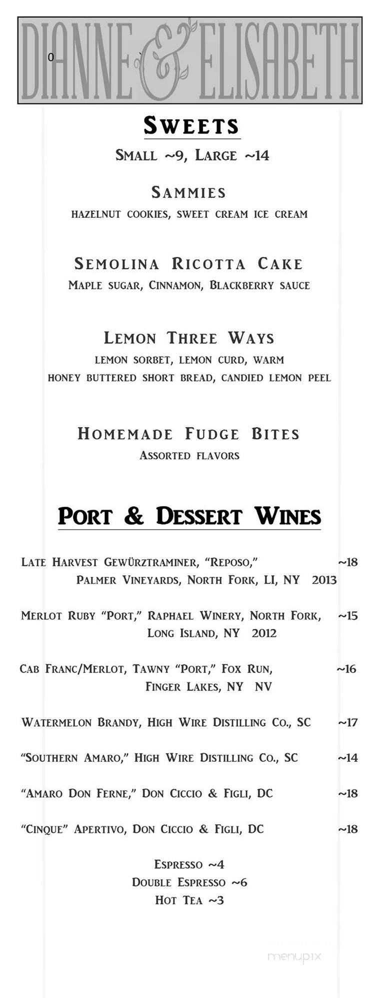 Dianne & Elisabeth - New York, NY menu_pic