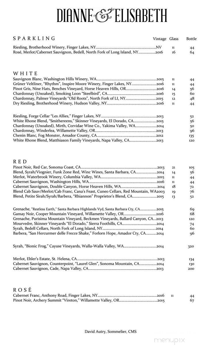 Dianne & Elisabeth - New York, NY menu_pic