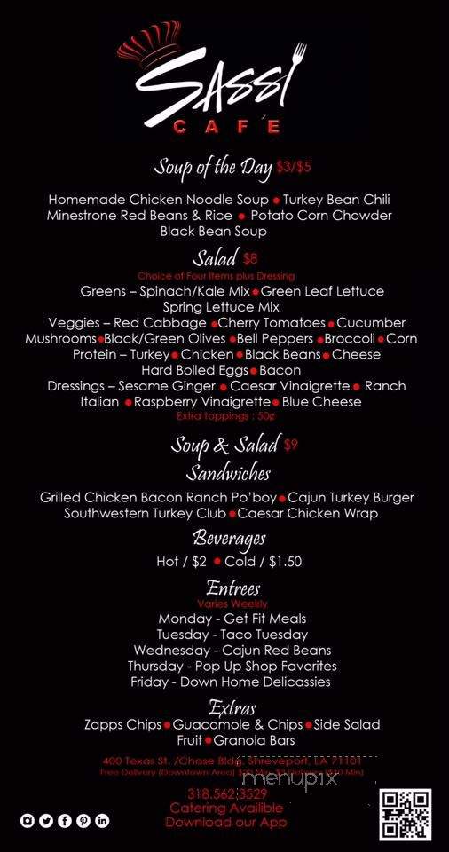 Sassi Cafe - Shreveport, LA menu_pic