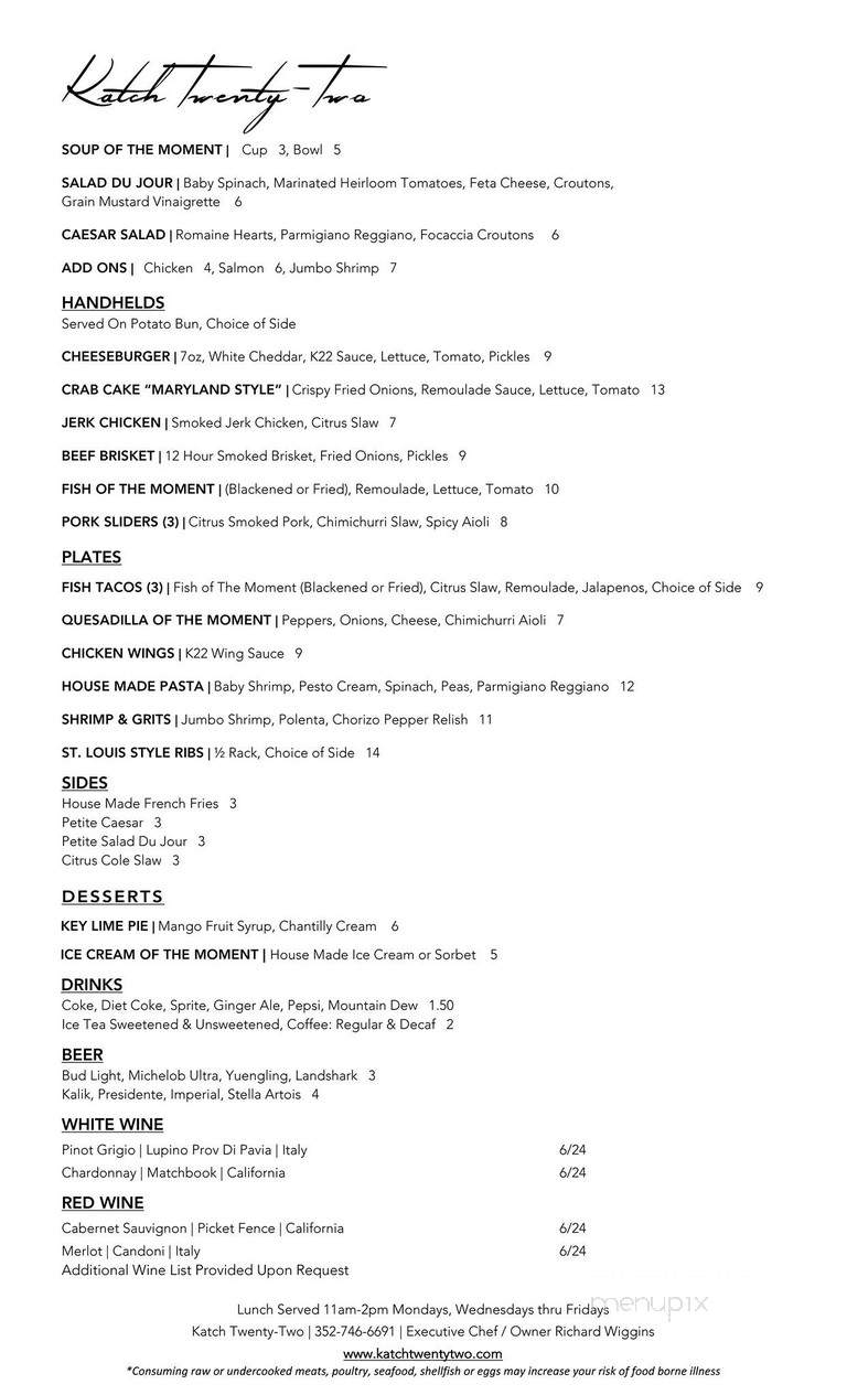 Katch Twenty-Two - Lecanto, FL menu_pic