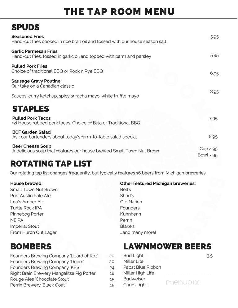 The Tap Room - Port Austin, MI menu_pic