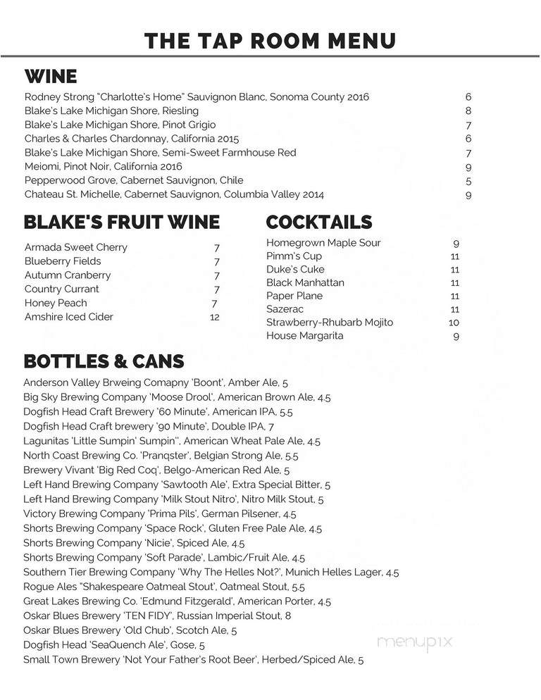 The Tap Room - Port Austin, MI menu_pic