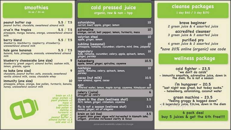 Carpe Diem - Las Vegas, NV menu_pic