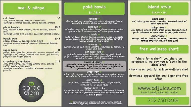 Carpe Diem - Las Vegas, NV menu_pic