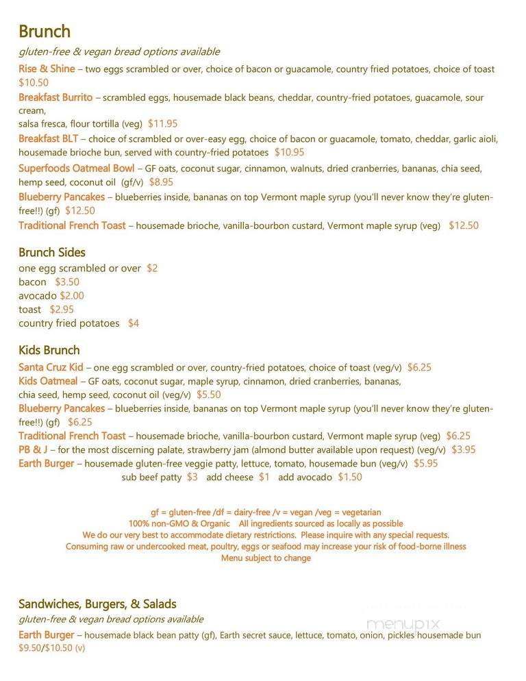 Earthbelly - Santa Cruz, CA menu_pic