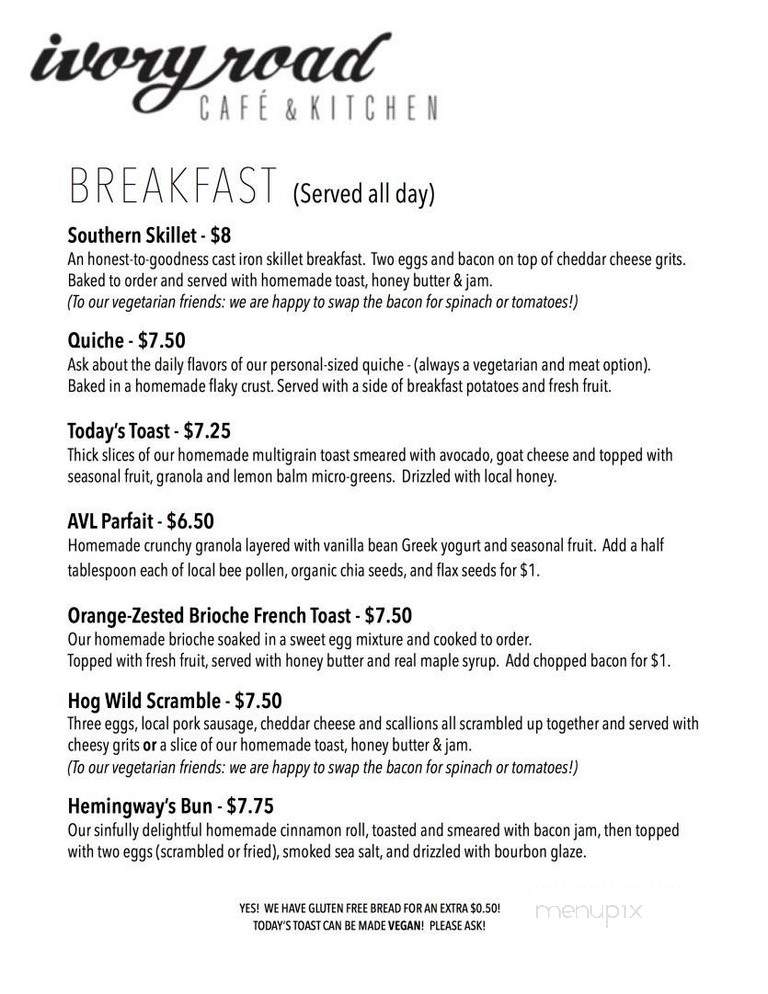 Ivory Road Cafe & Kitchen - Arden, NC menu_pic