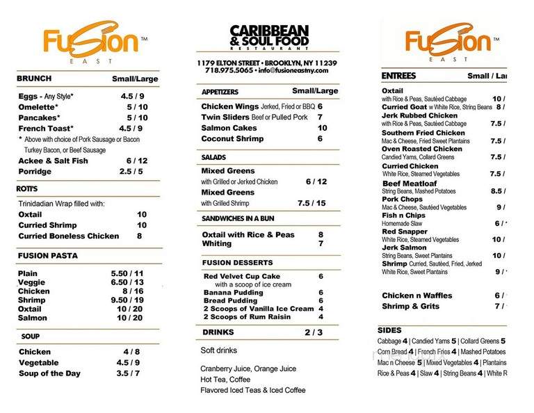 Fusion HK Bar and Grill - New York, NY menu_pic