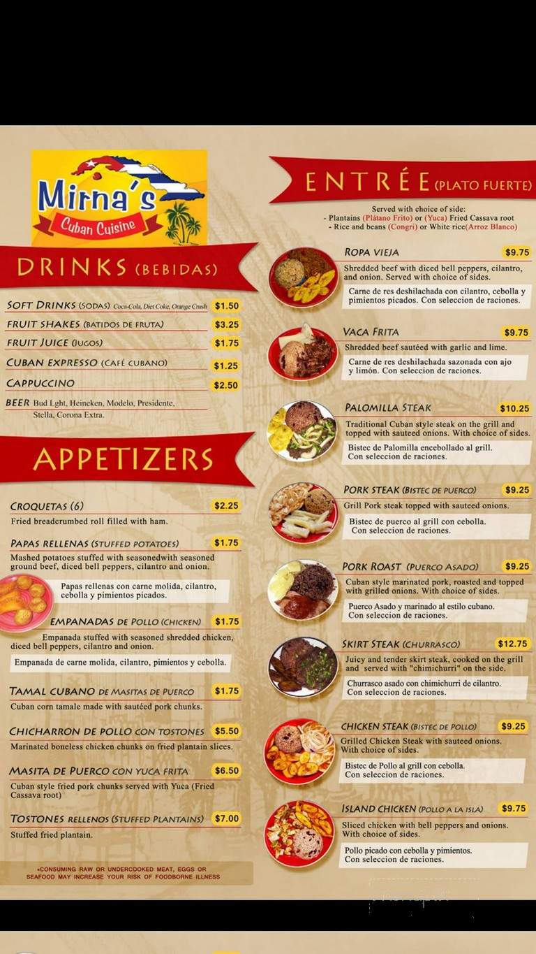 Mirnas Cuban Cuisine - Sarasota, FL menu_pic