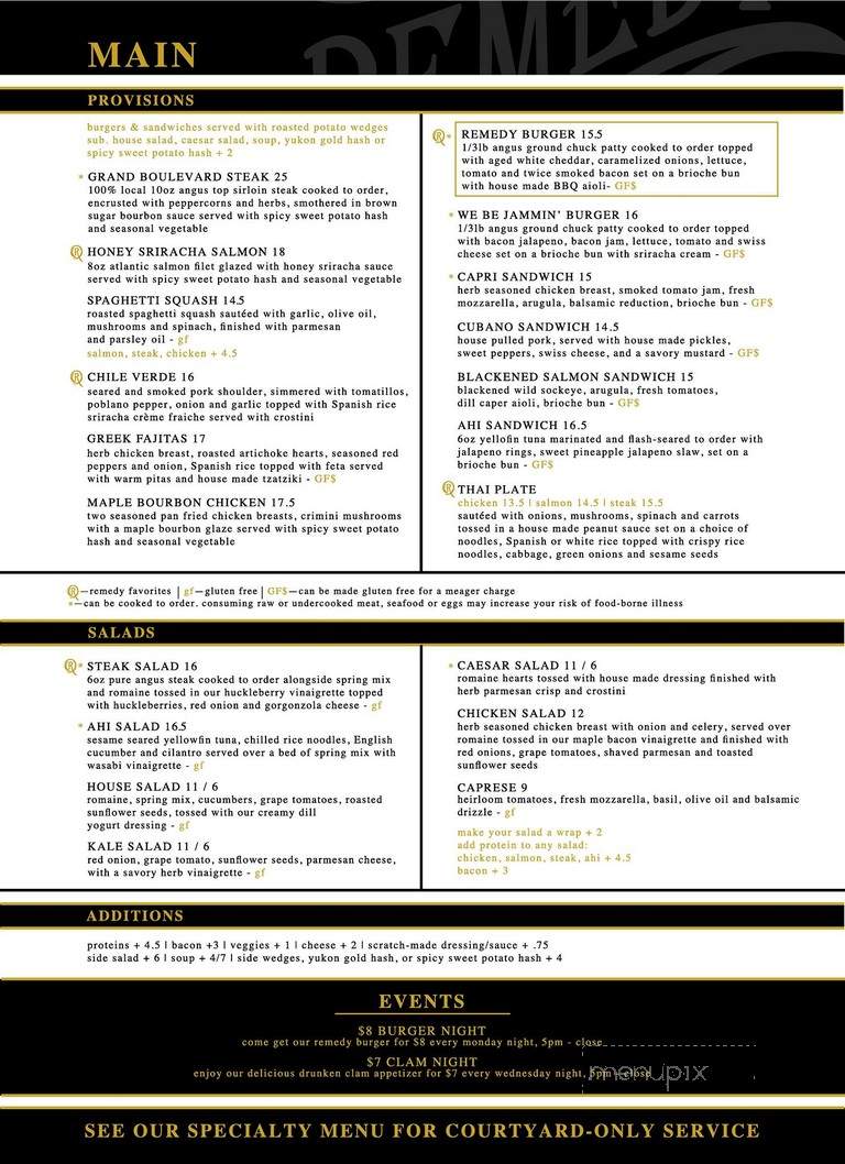 Remedy Kitchen and Tavern - Spokane, WA menu_pic
