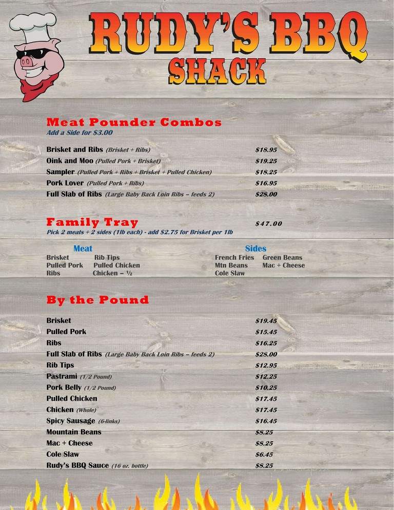 Rudy's BBQ Shack - Valparaiso, IN menu_pic