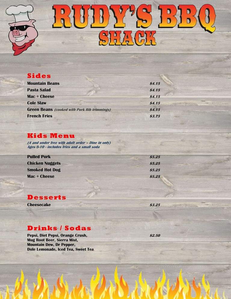 Rudy's BBQ Shack - Valparaiso, IN menu_pic