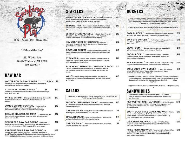The Surfing Pig - North Wildwood, NJ menu_pic