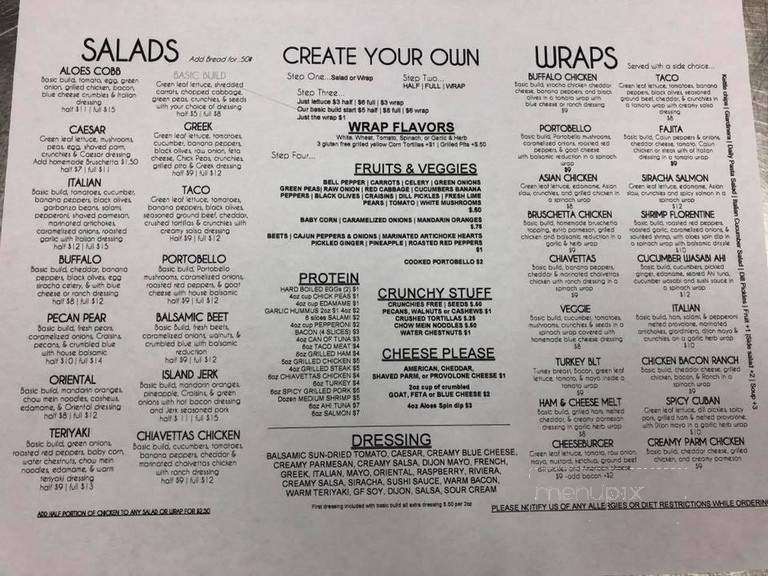 Aloe Vera's Eatery - Fredonia, NY menu_pic
