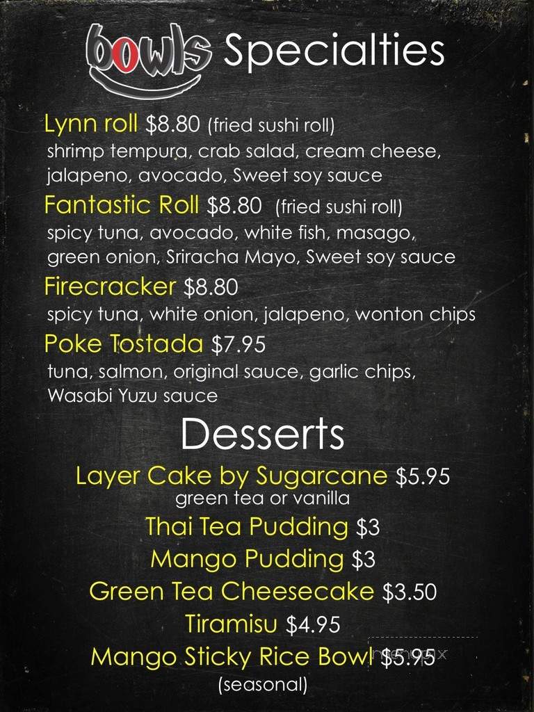 Bowls by 39 Degrees - Artesia, CA menu_pic