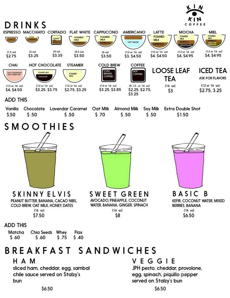 Kin-Kin Coffee Stand - Madison, WI menu_pic