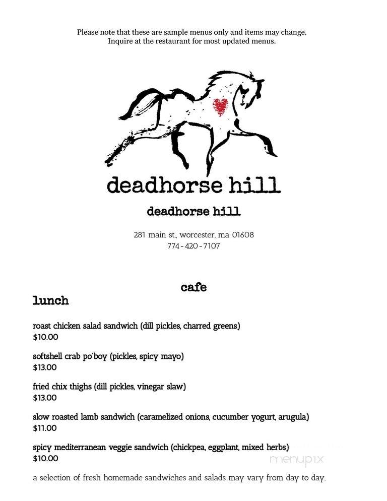 Deadhorse Hill - Worcester, MA menu_pic