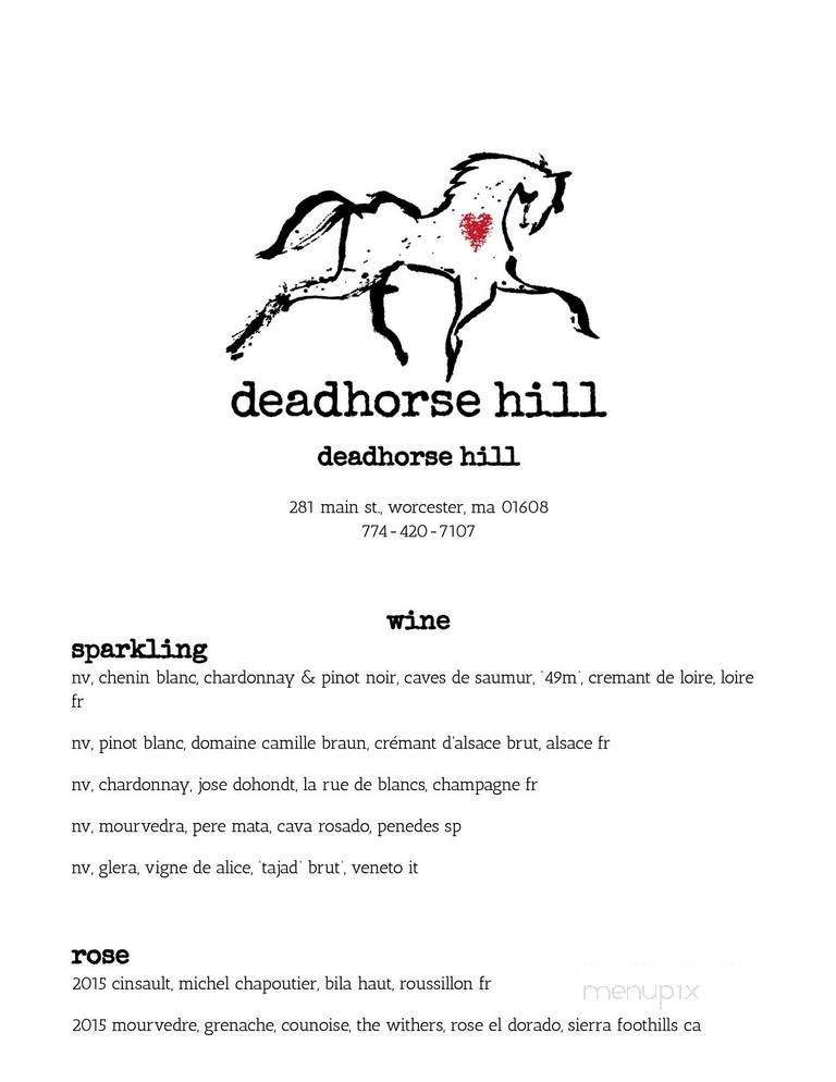 Deadhorse Hill - Worcester, MA menu_pic