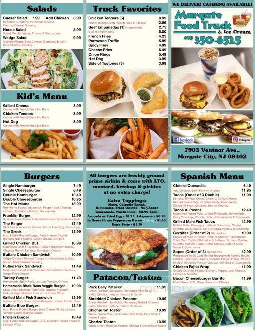 Margate Burger and Food Truck - Margate City, NJ menu_pic