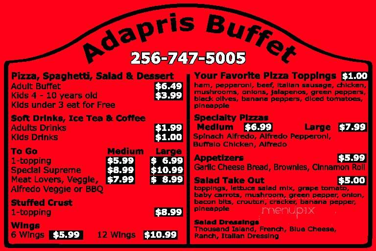 Adapris Pizza Buffet - Good Hope, AL