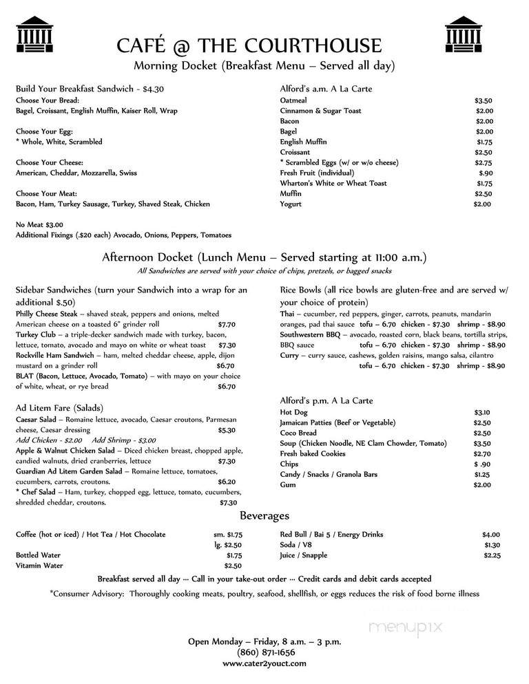 Cafe At the Courthouse - Vernon Rockville, CT menu_pic