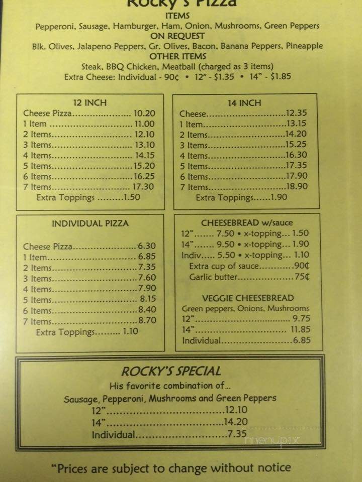 Rocky's Pizza - Carrollton, GA menu_pic