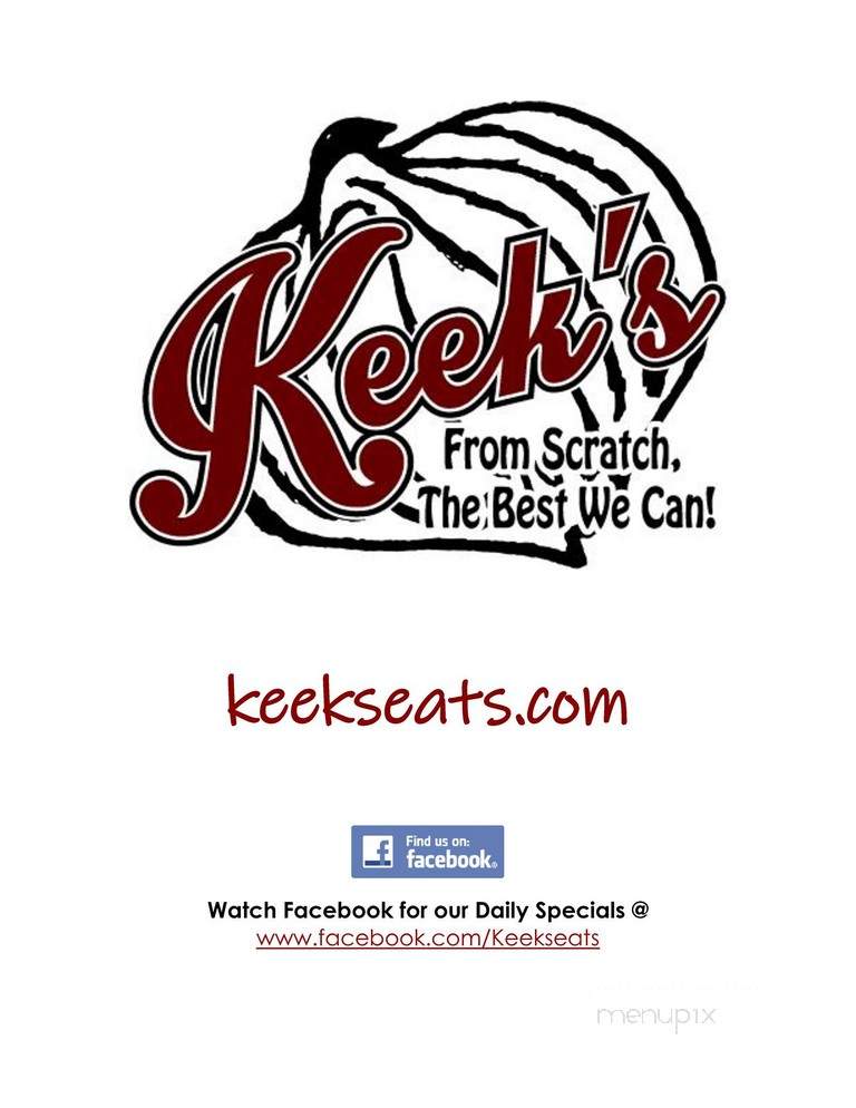 Keeks - Watkins, MN menu_pic
