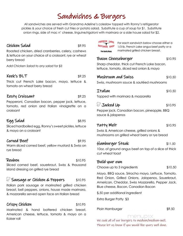 Keeks - Watkins, MN menu_pic