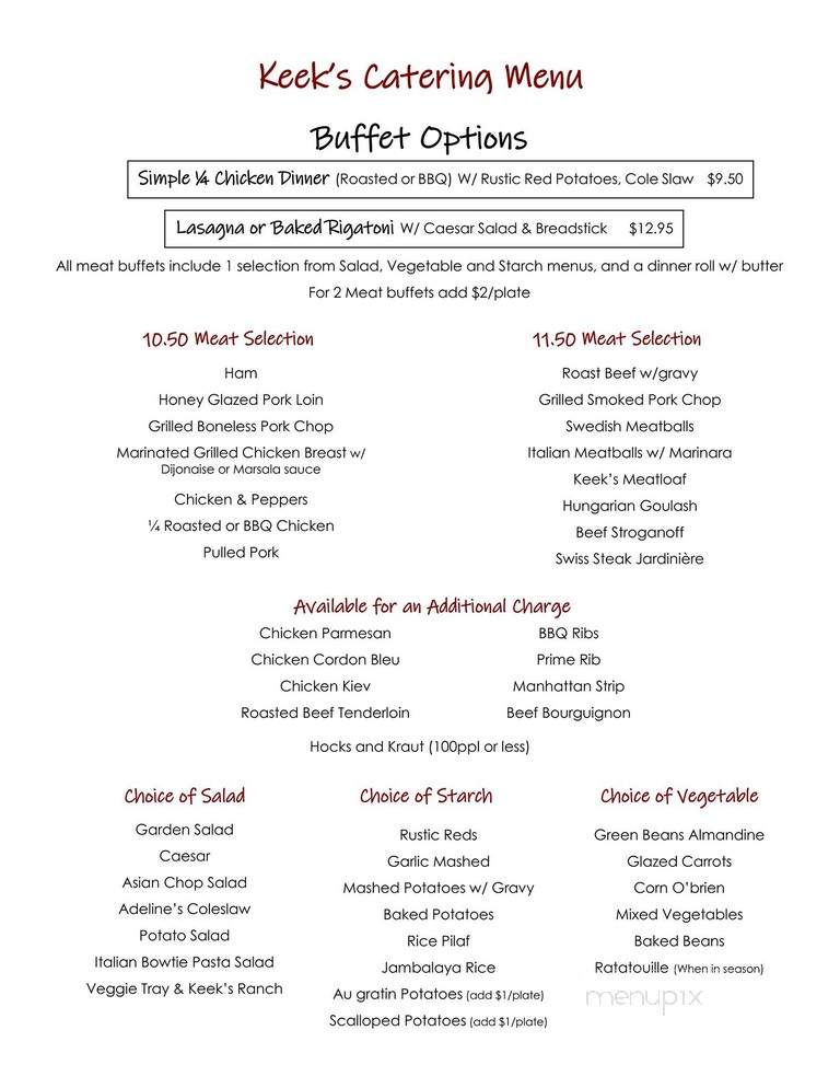 Keeks - Watkins, MN menu_pic