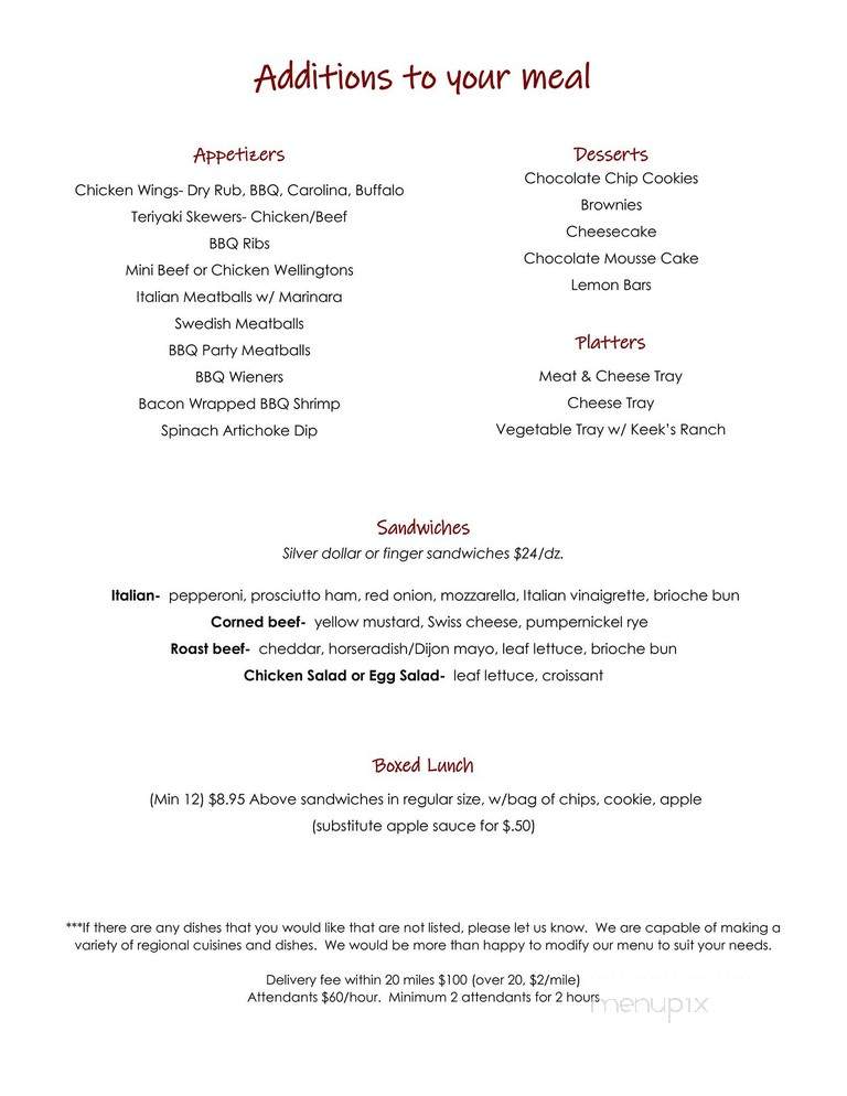 Keeks - Watkins, MN menu_pic