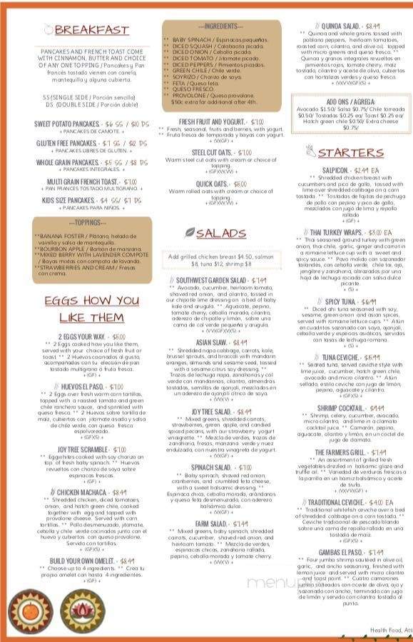 Joy Tree - El Paso, TX menu_pic