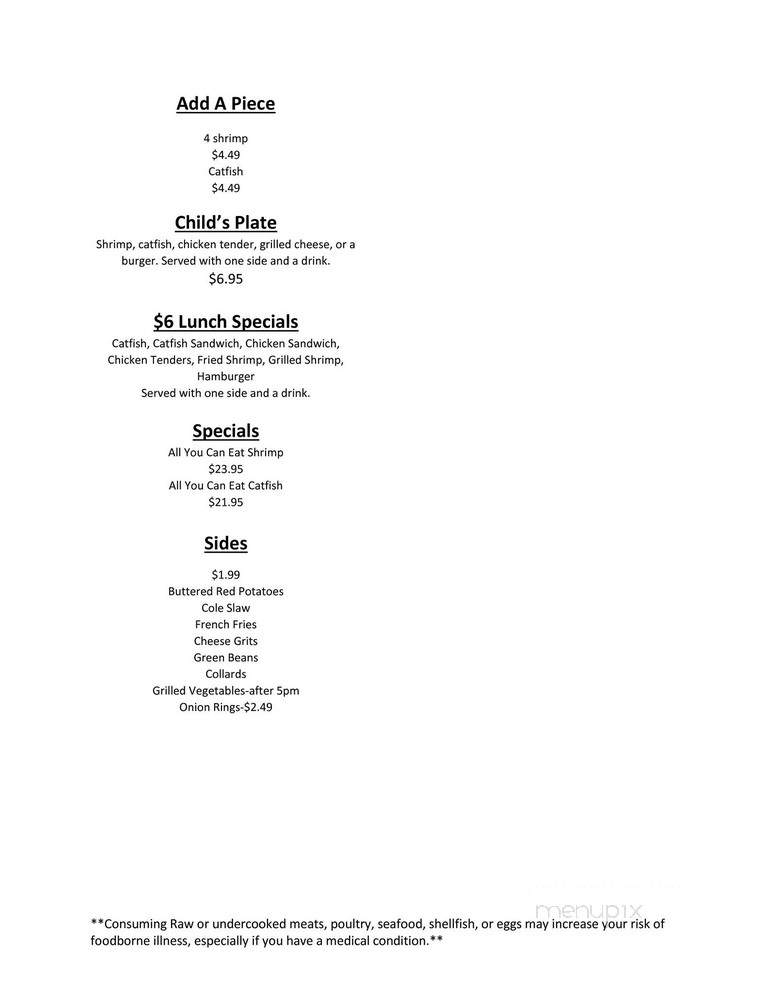B A Fish House and Grill - Cleveland, GA menu_pic