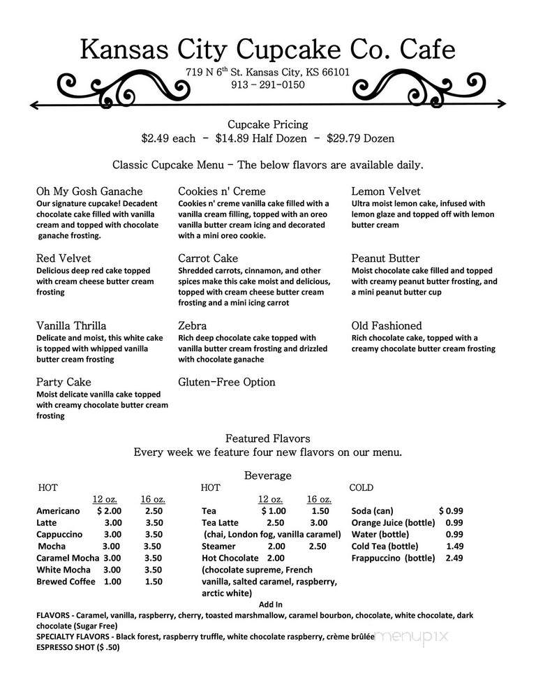 Kansas City Cupcake Co Cafe - Kansas City, KS menu_pic