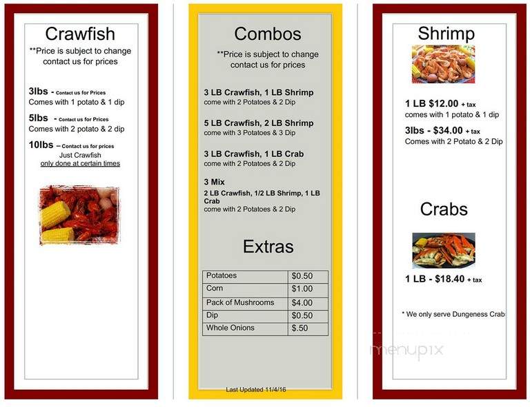 Gilbert's Crawfish Tub - Crowley, LA menu_pic